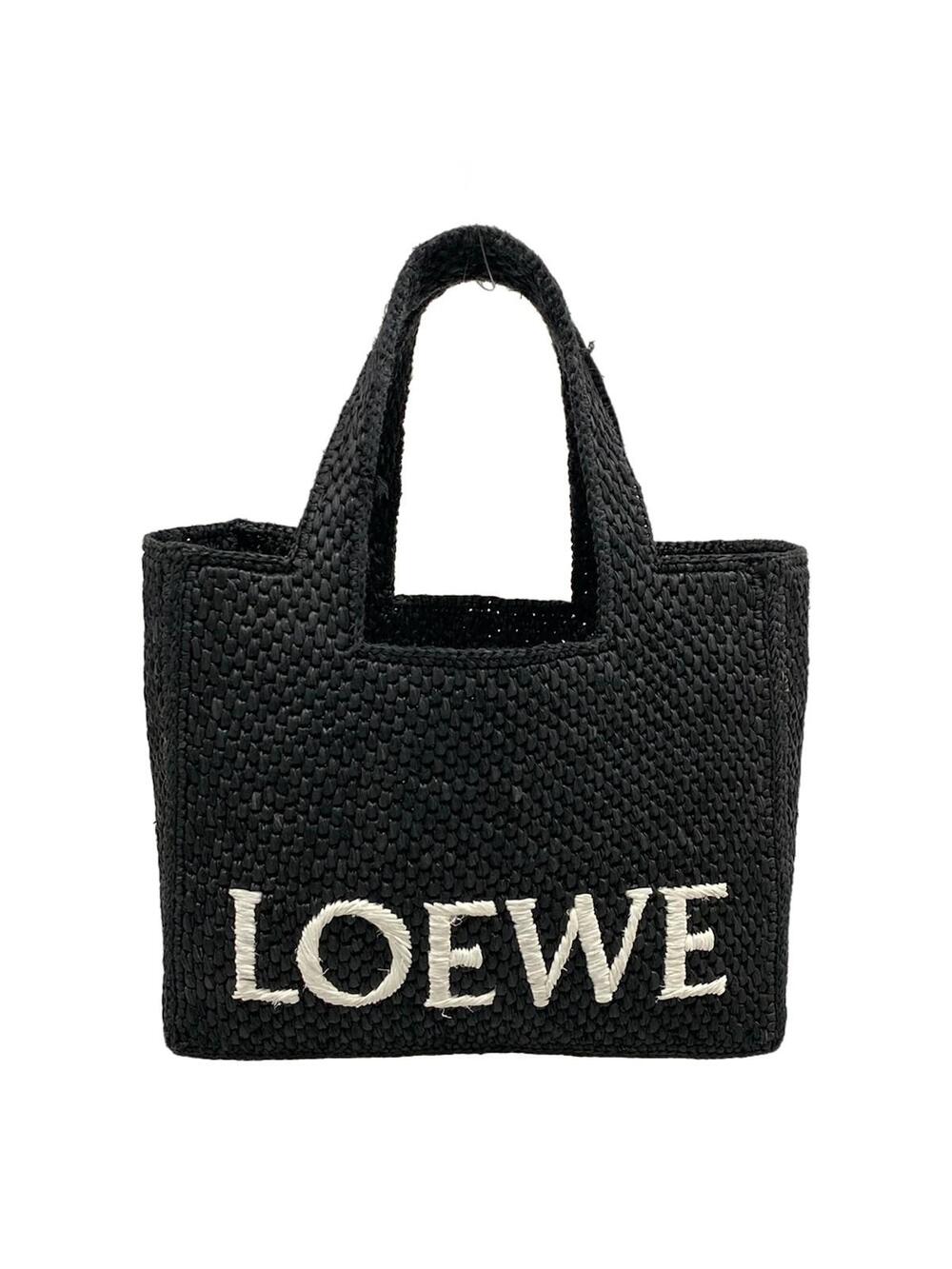 Loewe Font Tote Small Black Raffia #349948L13B